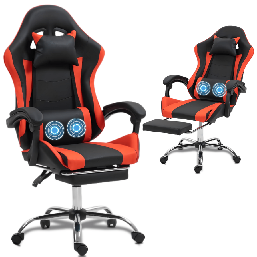 Massage - Gamingstoel met massagefunctie en lendensteun –