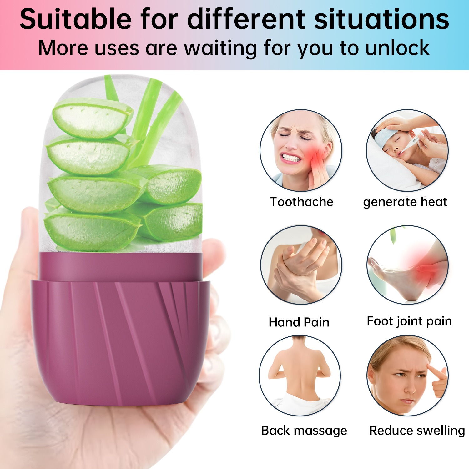 Face Ice Roller Puffiness - Esthetische gestreepte gezichtsijsemolde Minimalistische gezichtsliftroller Authentiek