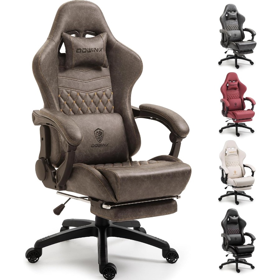 Massage - Grote, hoge vintage gamingstoel voor volwassenen: